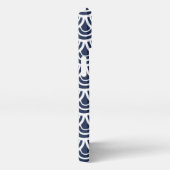 Navy Blue & White Fishscale Muster Monogram iPhone Hülle (Rechte Seite)