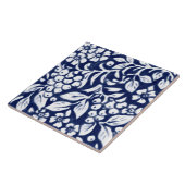Navy Blue White Floral Berries Leaf Cobalt N Fliese (Seite)
