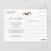 Navy Blue White Floral Foto Save the Date Postkarte (Rückseite)