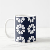 Navy Blue White Floral Kaffeetasse (Links)