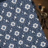 Navy Blue White Floral Minimalistic Victorian Chic Stoff