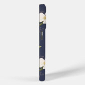 Navy Blue White Floral Monogram Case-Mate iPhone Hülle (Rückseite / Rechts)