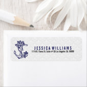 Navy Blue & White Floral Nautical Anchor (Insitu)