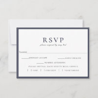 Navy Blue White Frame Hochzeit RSVP Mahlzeit Wahl