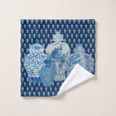 Navy Blue & White Ginger Jars Badhandtuch Set (Waschlappen)