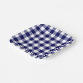 Navy Blue White Gingham Pattern Pappteller (Gewinkelt)