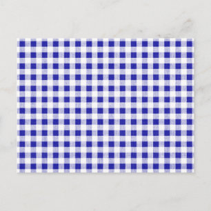 Navy Blue White Gingham Pattern Postkarte