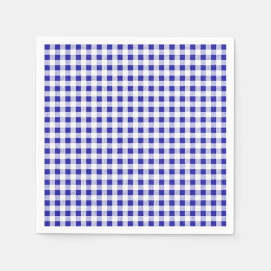 Navy Blue White Gingham Pattern Serviette (Vorderseite)