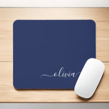 Navy Blue White Girl Monogram Name Modern