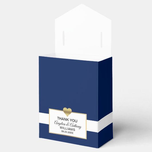 Navy Blue White Gold Heart Party Gefallen Hochzeit Geschenkschachtel (Geöffnet)