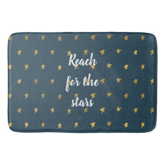 Navy Blue White Gold Stars Badematte (Vorderseite)
