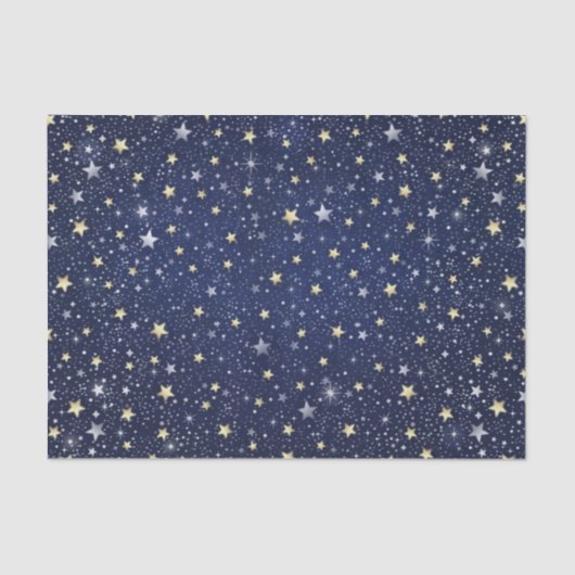Navy Blue White & Gold Stars Seidenpapier (Vorderseite)