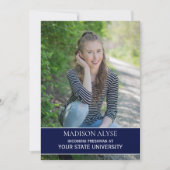 Navy Blue White Grad Uni Trunk Party Foto Einladung (Vorderseite)