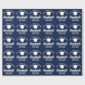 Navy Blue White Graduate Custom Abschluss Geschenkpapier (Flach)