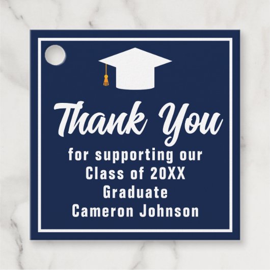 Navy Blue White Graduate Custom Graduate Party Geschenkanhänger (Vorderseite)