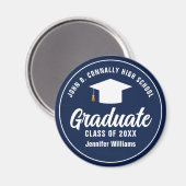 Navy Blue White Graduate Custom Graduate Party Magnet (Vorderseite/Rückseite)