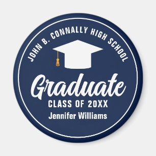 Navy Blue White Graduate Custom Graduate Party Magnet