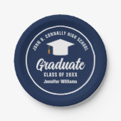 Navy Blue White Graduate Custom Graduate Party Pappteller (Vorderseite)