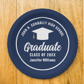Navy Blue White Graduate Custom Graduate Party Pappteller