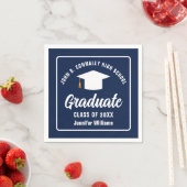 Navy Blue White Graduate Custom Graduate Party Serviette (Beispiel)