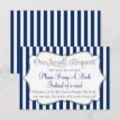 Navy Blue White Gray Babydusche mit Buchkarte Begleitkarte (Vorne/Hinten)