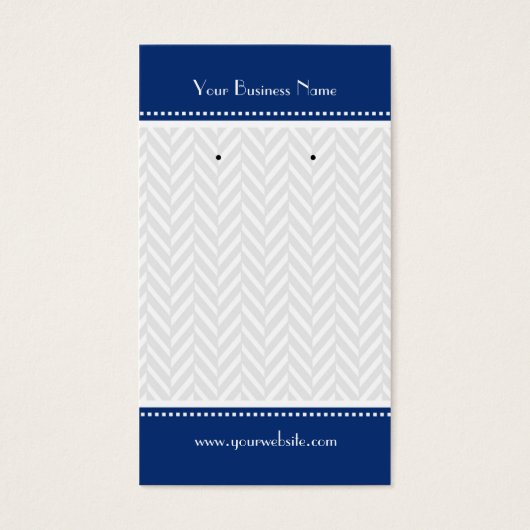 Navy Blue White Gray Herringbone Ohrkarten (Vorderseite)