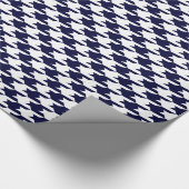Navy Blue & White Hahnentrittmuster Muster Geschenkpapier (Ecke)