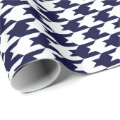 Navy Blue & White Hahnentrittmuster Muster Geschenkpapier (Rolleneckpunkt)
