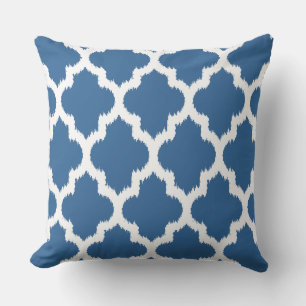 Navy Blue & White Ikat Quatrefolienmuster Kissen