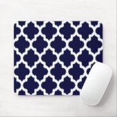 Navy Blue & White Ikat Tribal Geometrie Muster Mousepad (Mit Mouse)