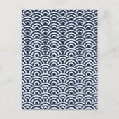 Navy Blue White Japanese Wave Pattern Postkarte (Vorderseite)