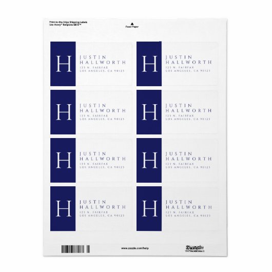 Navy Blue & White | Klassische Rücksendeadresse (Vorne)