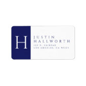 Navy Blue & White | Klassische Rücksendeadresse Adressaufkleber (Vorne)