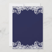Navy Blue & White Lace Elegant Quinceñera Einladung (Rückseite)
