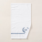 Navy Blue White Laurel Wreath Monogram Badhandtuch Set (Handtuch)