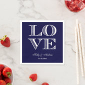 Navy Blue White LIEBE Napkins Serviette (Beispiel)