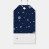 Navy Blue & White | Lights & Snow Frohe Weihnachte Geschenkanhänger (Rückseite)
