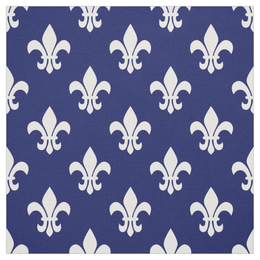 Navy Blue, White Lilie Muster Stoff (Muster)
