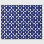 Navy Blue White Lilie Pattern Geschenkpapier (Flach)
