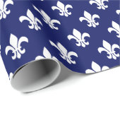 Navy Blue White Lilie Pattern Geschenkpapier (Rolleneckpunkt)