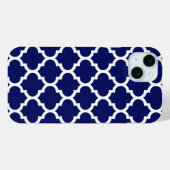 Navy Blue White marokkanische Quatrefolienmuster # Case-Mate iPhone Hülle (Rückseite (Horizontal))