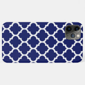Navy Blue White marokkanische Quatrefolienmuster # Case-Mate iPhone Hülle (Rückseite (Horizontal))