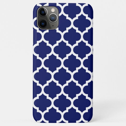 Navy Blue White marokkanische Quatrefolienmuster # Case-Mate iPhone Hülle (Rückseite)