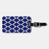 Navy Blue White marokkanische Quatrefolienmuster # Gepäckanhänger (Vorderseite horizontal)