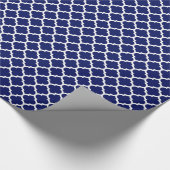 Navy Blue White marokkanische Quatrefolienmuster # Geschenkpapier (Ecke)