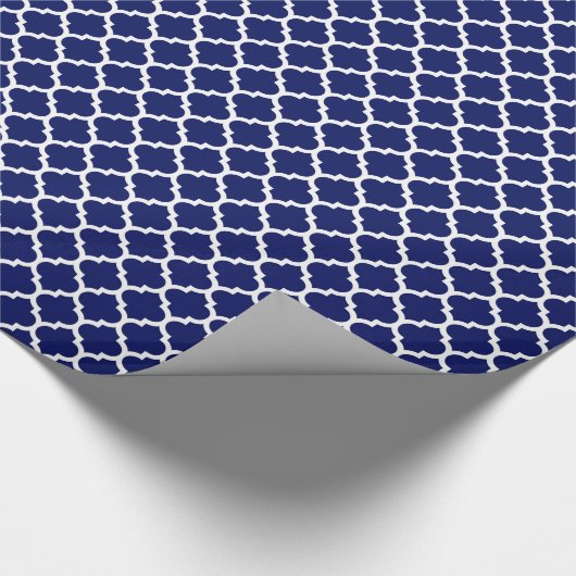 Navy Blue White marokkanische Quatrefolienmuster # Geschenkpapier (Ecke)
