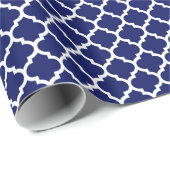 Navy Blue White marokkanische Quatrefolienmuster # Geschenkpapier (Rolleneckpunkt)