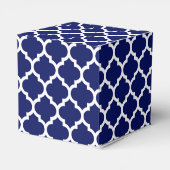 Navy Blue White marokkanische Quatrefolienmuster # Geschenkschachtel (Rückseite)