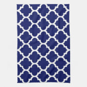 Navy Blue White marokkanische Quatrefolienmuster # Küchentuch (Vertikal)