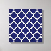 Navy Blue White marokkanische Quatrefolienmuster #